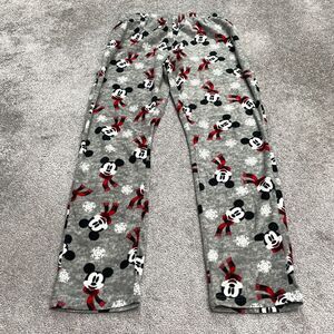 Disney Mickey Mouse Plush Pajama Pants Mens Medium Multi Printed Holiday 32x31